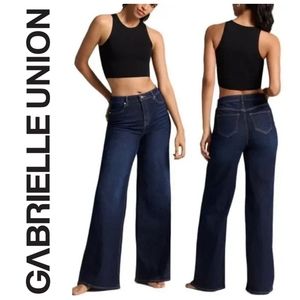 NWT Gabrielle Union High Rise Wide Leg Jeans in Ronnie Wash Size 4